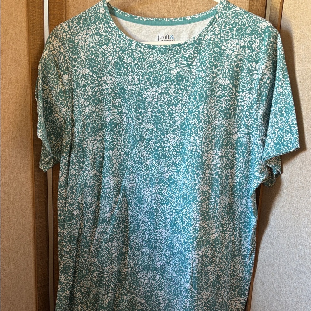 FINAL MARKDOWN Croft & Barrow Turquoise Floral Tee 1X